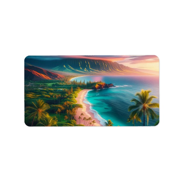 Etiqueta Tropical Maui Island Paradise (Frente)