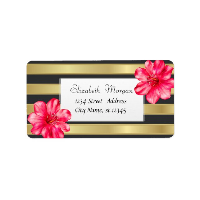 Etiqueta Tropical Moderna, Dourada de Hibiscus (Frente)