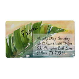 Etiqueta Tropical Palm Leaf Beach Scense Shipping