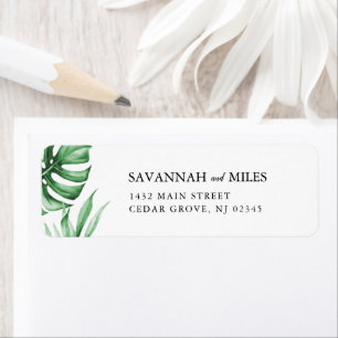 Etiqueta Tropical palm leaf RSVP envelope label