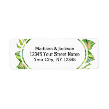 Tropical Palm Leaf Wreath Wedding Endereço de Devo