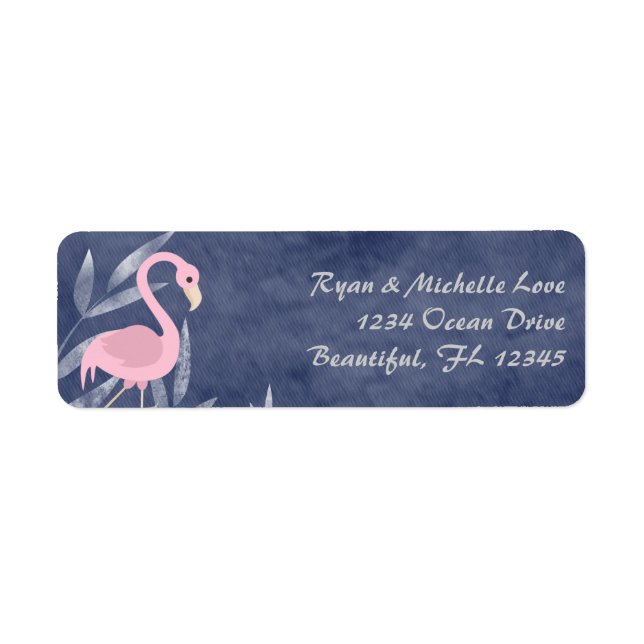 Etiqueta Tropical Pink Flamingo Beach Address (Frente)