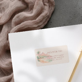 Etiqueta Tropical Sunset Island Beach Watercolor Wedding