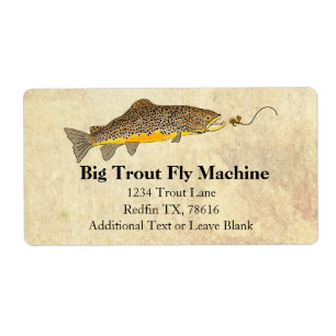 Etiqueta Truta marrom para pesca de mosca