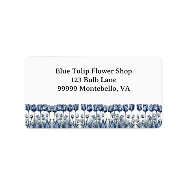 Etiqueta Tulipas no Azul Delft personalizáveis (Frente)