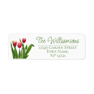 Etiqueta Tulipas Vermelhas com Greenery