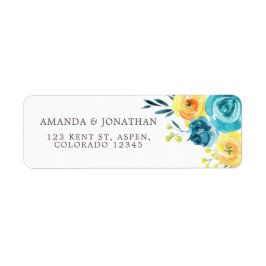 Etiqueta Turquesa e Casamento Floral Amarelo