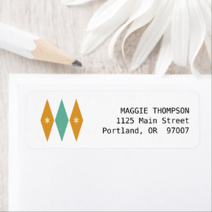 Etiqueta Turquesa Laranja-Creme Estrelas Diamantes Século M