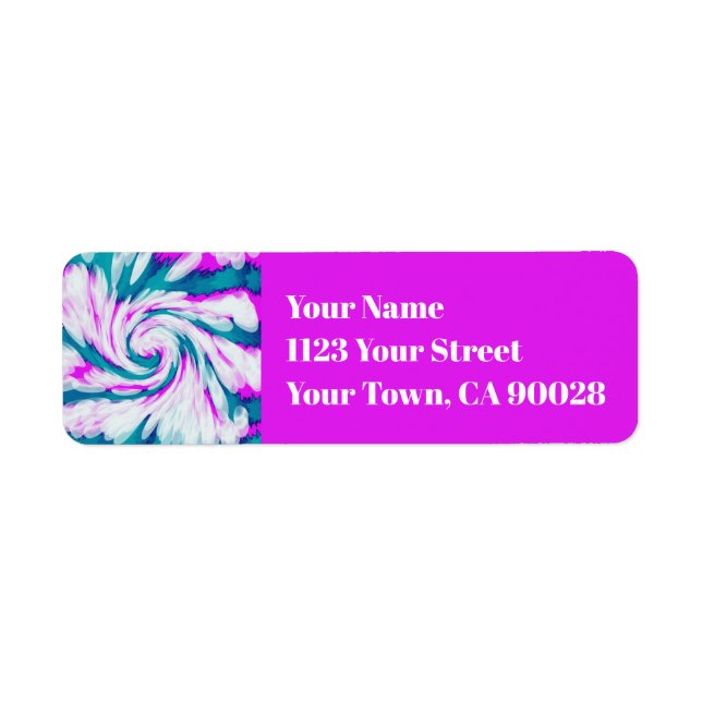 Etiqueta Turquesa Pink Tie Dye Swirl (Frente)