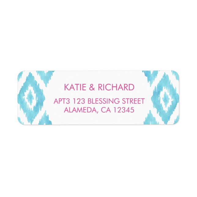 Etiqueta Turquoise Blue Ikat (Frente)