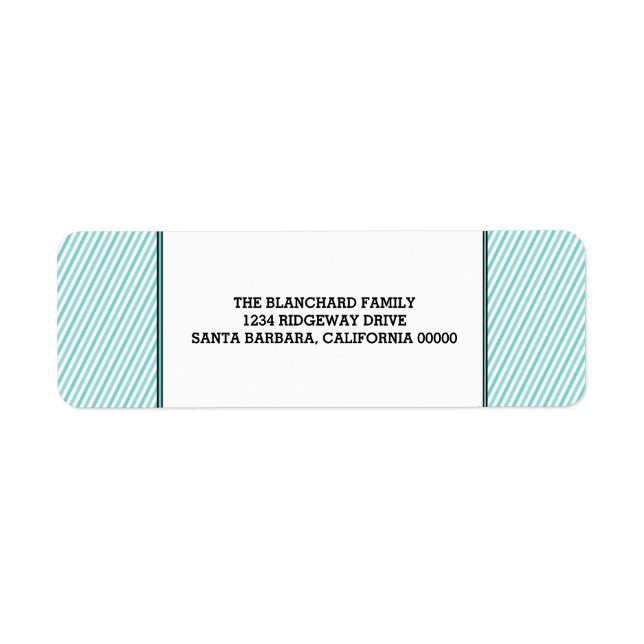 Etiqueta Turquoise Diagonal Festive Stripes Holiday (Frente)