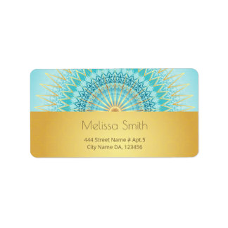 Etiqueta Turquoise Dourada Boho Mandala