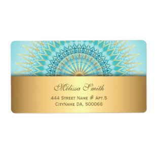 Etiqueta Turquoise Dourada Boho Mandala