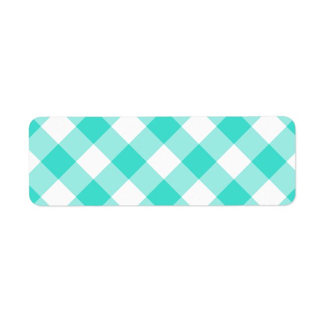 Etiqueta Turquoise Gingham Pattern (Frente)