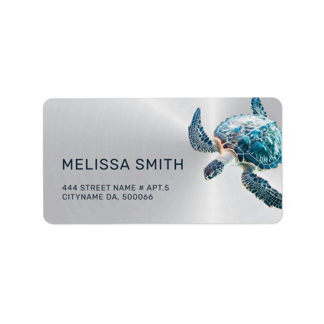 Etiqueta Turquoise Turtle Silver (Frente)
