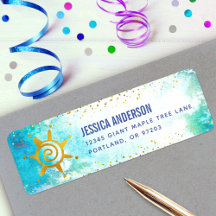 Turquoise Watercolor Dourada Girly Aniversário End