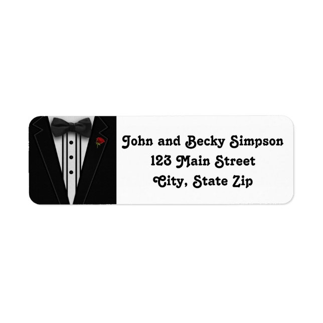 Etiqueta Tuxedo com Arco Tie Monograma (Frente)