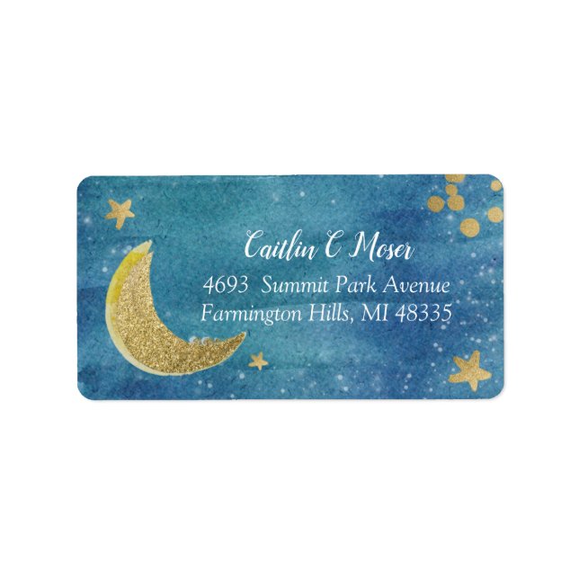 Etiqueta Twinkle Little Star Baby Shower Address Label (Frente)