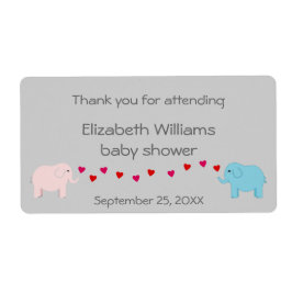 Etiqueta Twins Boy e Rapariga Elefantes: Favor da Garrafa d