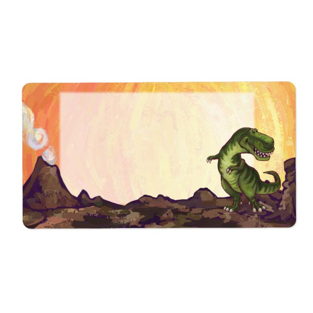 Etiqueta Tyrannosaurus Rex Escrevendo coisas (Frente)