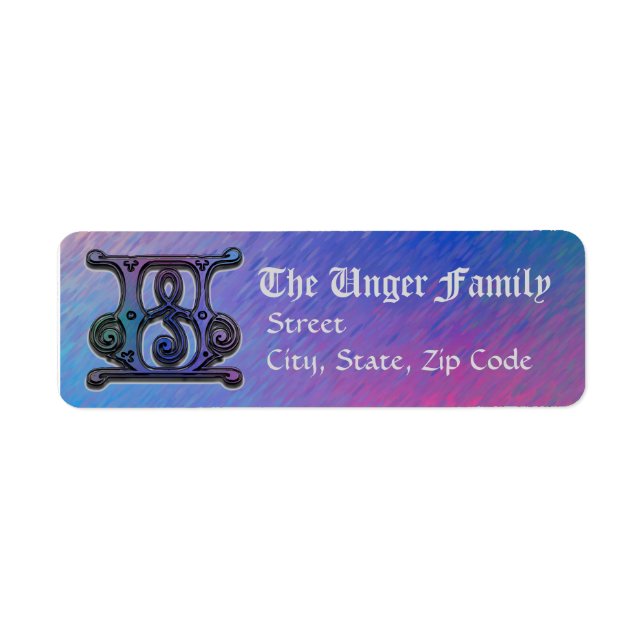 Etiqueta U Monograma "Old World Blue" design (Frente)