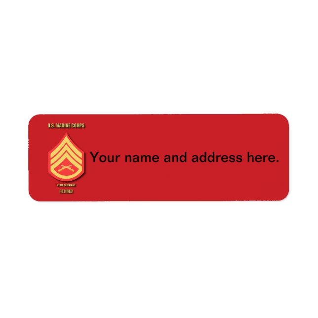 Etiqueta U.S. Marine Corps Staff Sergeant (Frente)