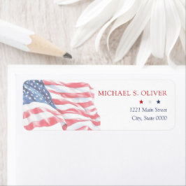 Etiqueta U.S. Military Retirement Patriotic American Flag