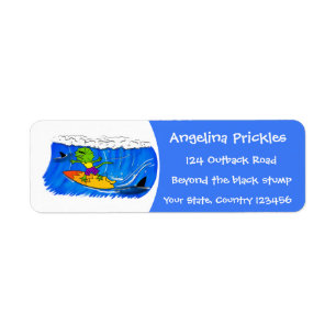 Etiqueta Um desenho animado de lagarto-do-pescoço