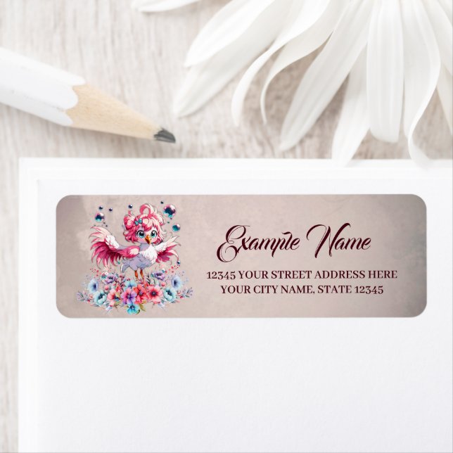 Etiqueta Um flamingo bonito no estilo cartoon, (Insitu)