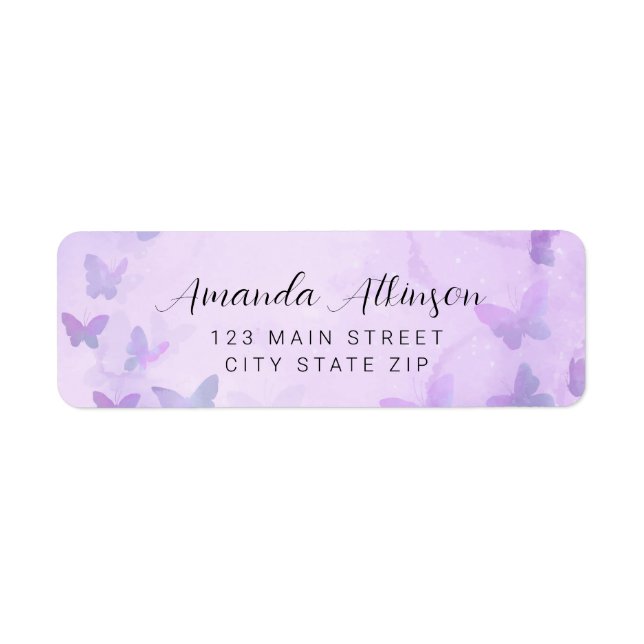 Etiqueta Um pequeno Chá de fraldas roxo de borboleta (Frente)