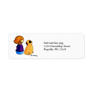 Etiqueta Uma menina e seu Pug (versão loura)