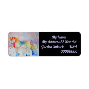Etiqueta Unicorn Rainbow Watercolour Return Address Labels