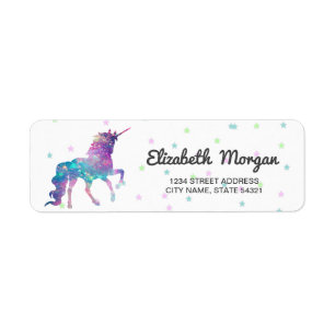 Etiqueta Unicórnio Arco-Íris Feminino, Estrelas
