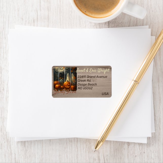 Etiqueta Unique Halloween theme artsy custom address (Insitu)