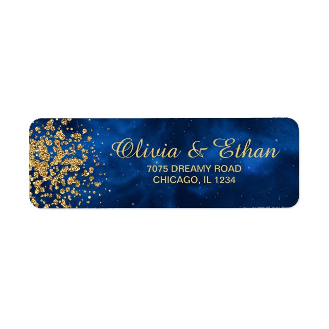 Etiqueta Universo Azul com Confetti Dourado (Frente)