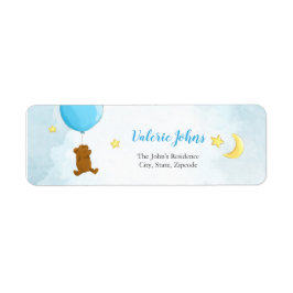 Etiqueta Urso de pelúcia com chá de fraldas de balão