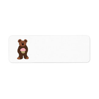 Etiqueta Urso de Pelúcia com Cupcake Rosa