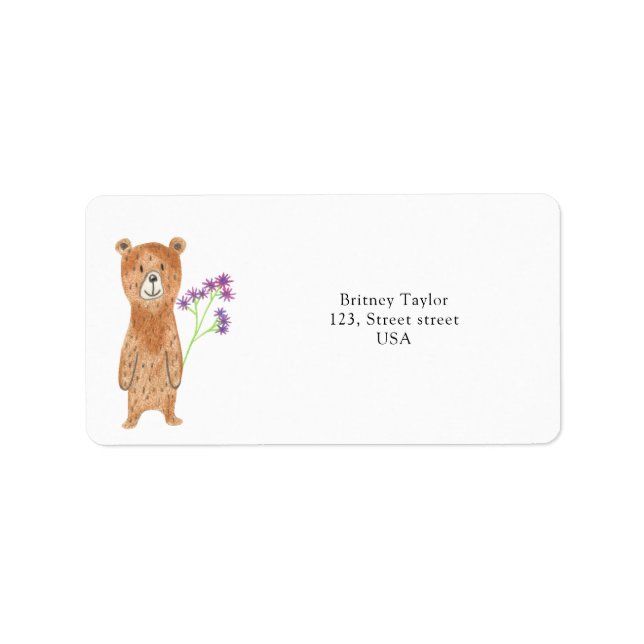 Etiqueta Urso de pelúcia com flor (Frente)