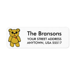 Etiqueta Urso de ursinho bonito