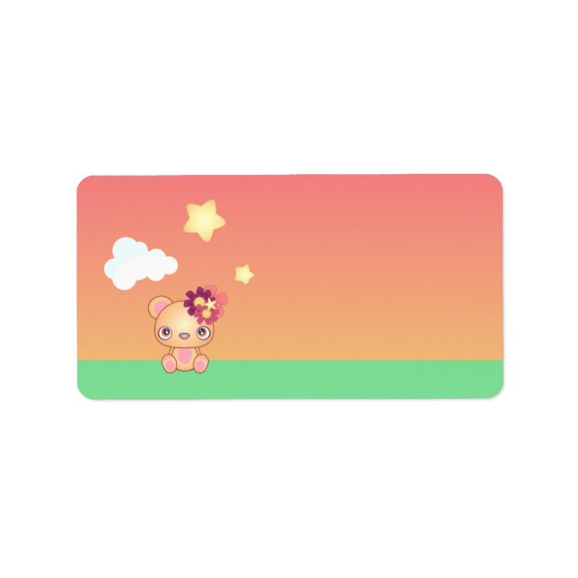 Etiqueta Urso Kawaii (Frente)