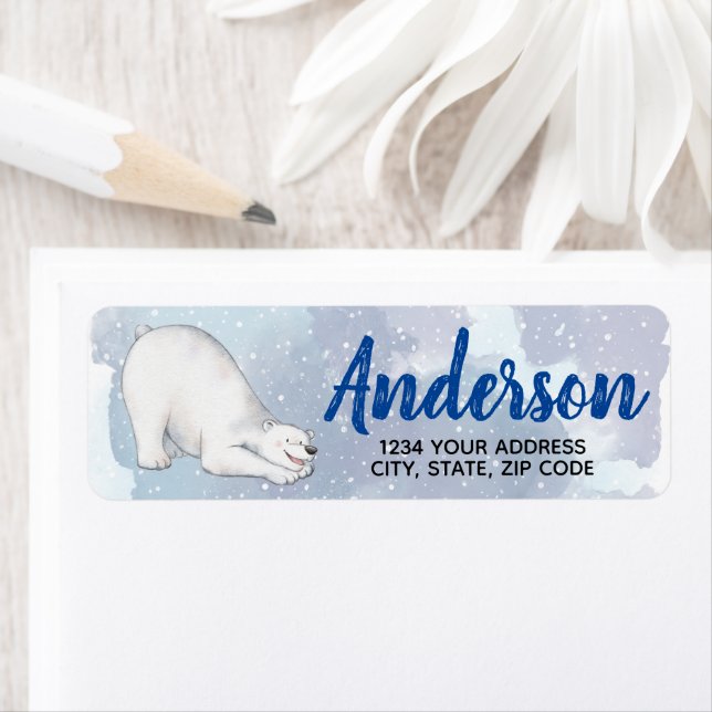 Etiqueta Urso Polar da Neve de inverno (Insitu)