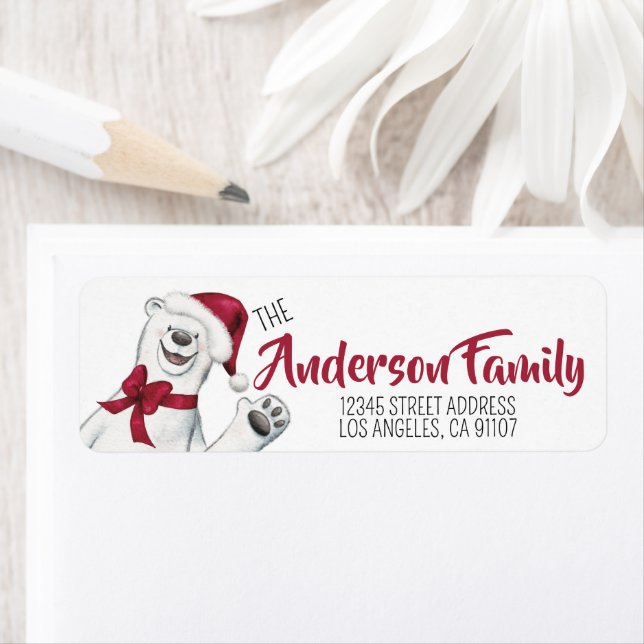 Etiqueta Urso Polar de Natal Festivo (Insitu)