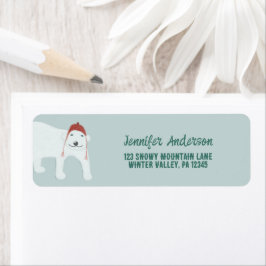 Etiqueta Urso Polar no Winter Hat Christmas Return Address