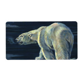 Etiqueta Urso Polar Vintage, Animais Marinhos Árcticos