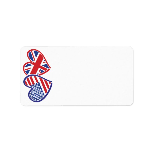 Etiqueta USA UK Flag Heart (Frente)