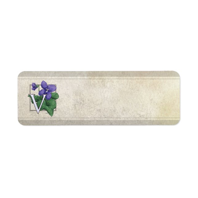 Etiqueta V para o Monograma de Flores Violetas (Frente)
