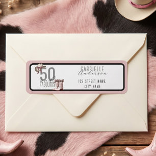 Etiqueta Vaca com Laço Rosa Caubói Ocidental 50 e Cumprindo