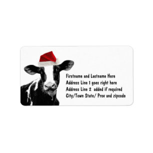 Etiqueta Vaca do papai noel - vaca de leiteria que veste o