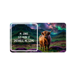 Etiqueta Vaca Highland Sob As Estrelas