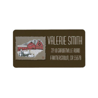 Etiqueta Vacas e Barn de Neve